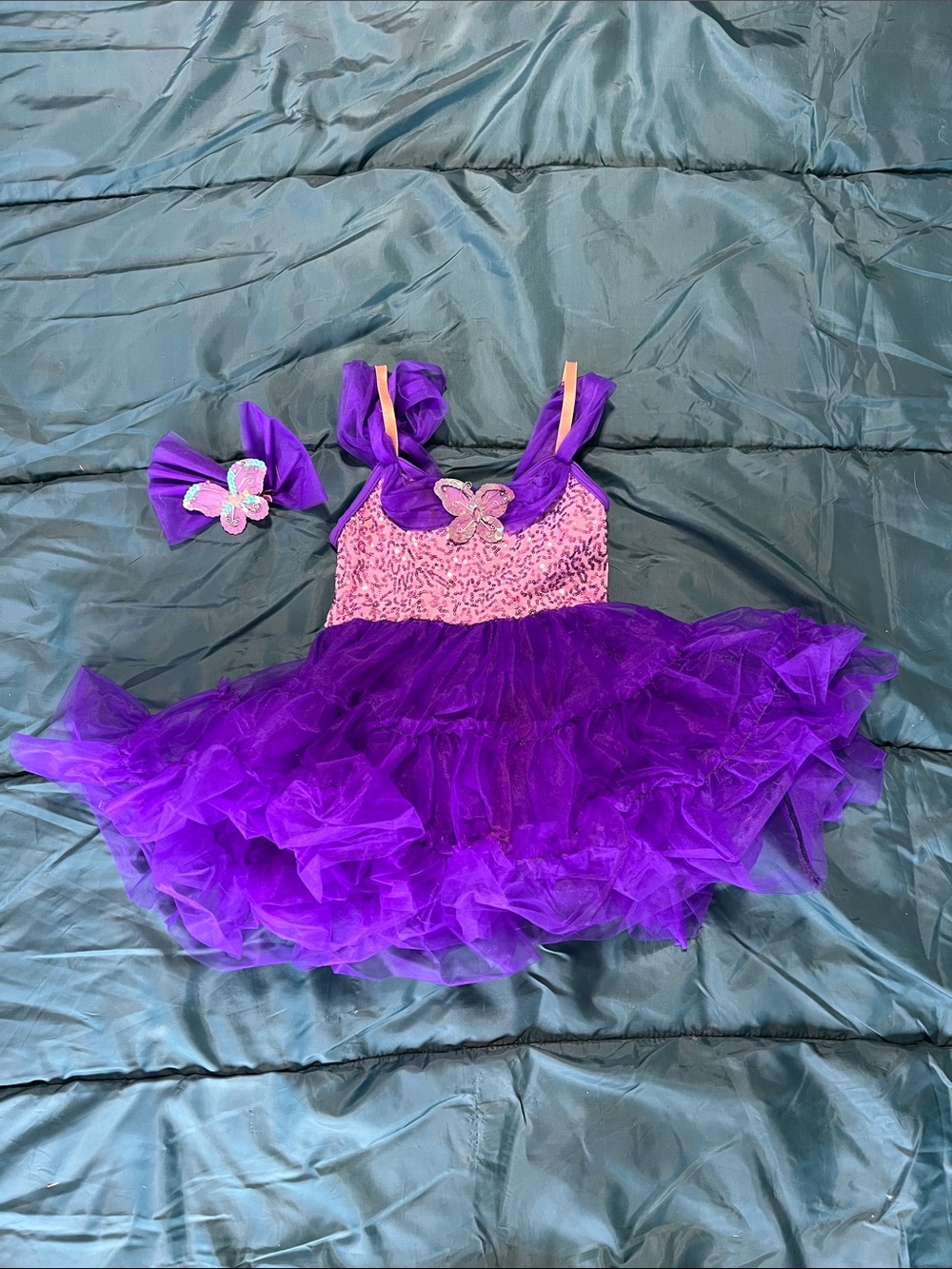 Weissman Purple Sequin Butterfly Tutu Costume with Hair Bow